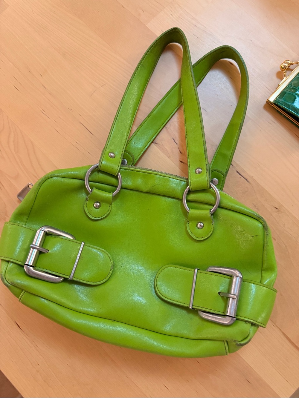 Vintage 2000s Y2K Lime Green Belted Shoulder Bag